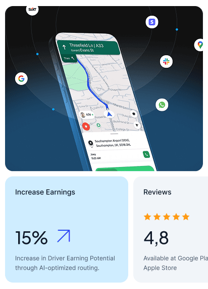 MyRide Driver App navigation with connected integrations