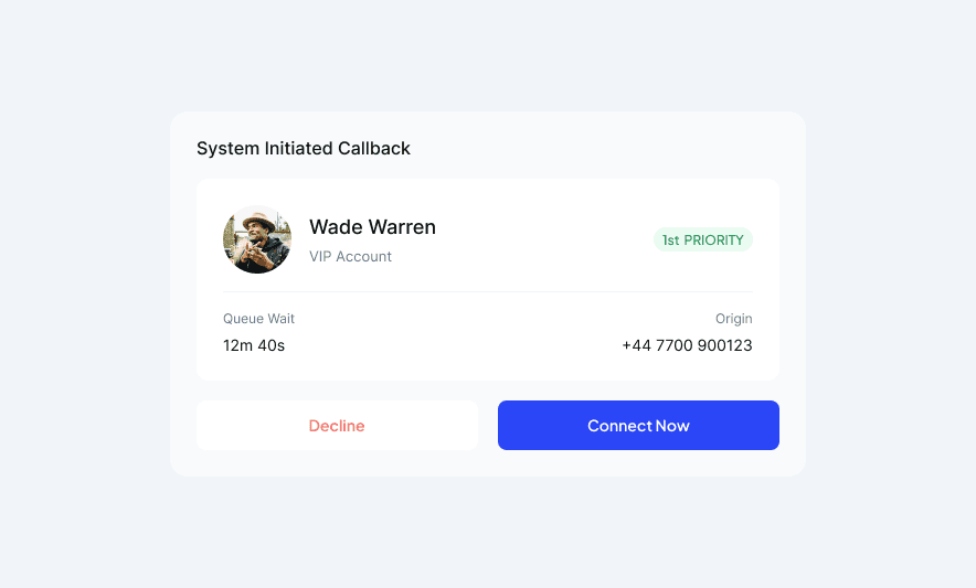 Automated Queue Callback interface